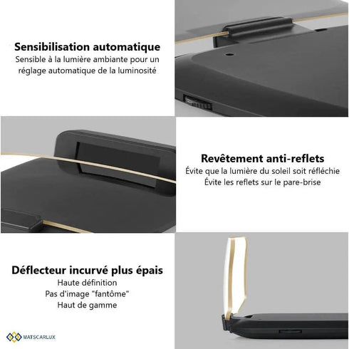 HUD 3D Sans Film OBD2 GPS - Affichage Tête Haute Voiture